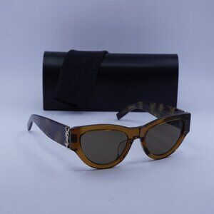 Saint Laurent SL M94/F 008 Cat Eye Sunglasses - Transparent Brown/Havana